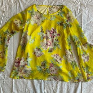 Very bright beautiful yellow floral blouse